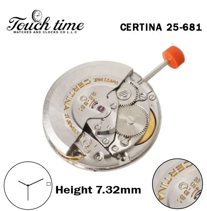 CERTINA 25.681-Swiss Automatic Movement-Sliver Date Disk At 3-H:7.32mm-3 Hands thumbnail 5