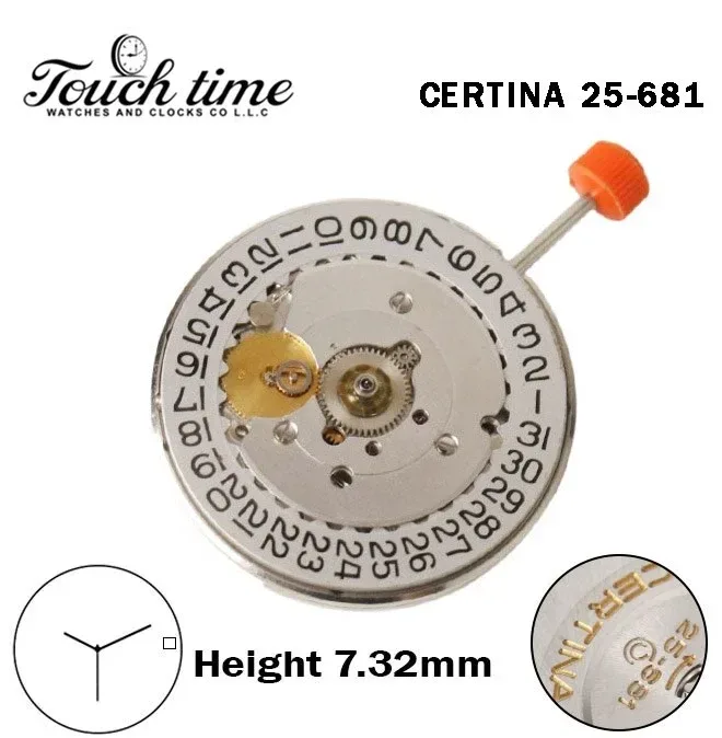 CERTINA 25.681-Swiss Automatic Movement-Sliver Date Disk At 3-H:7.32mm-3 Hands thumbnail 2