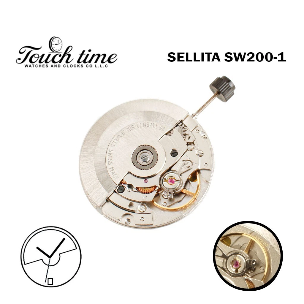 Sellita SW200‑1 Automatic Swiss Made Watch Movement – Black Date Disk at 6