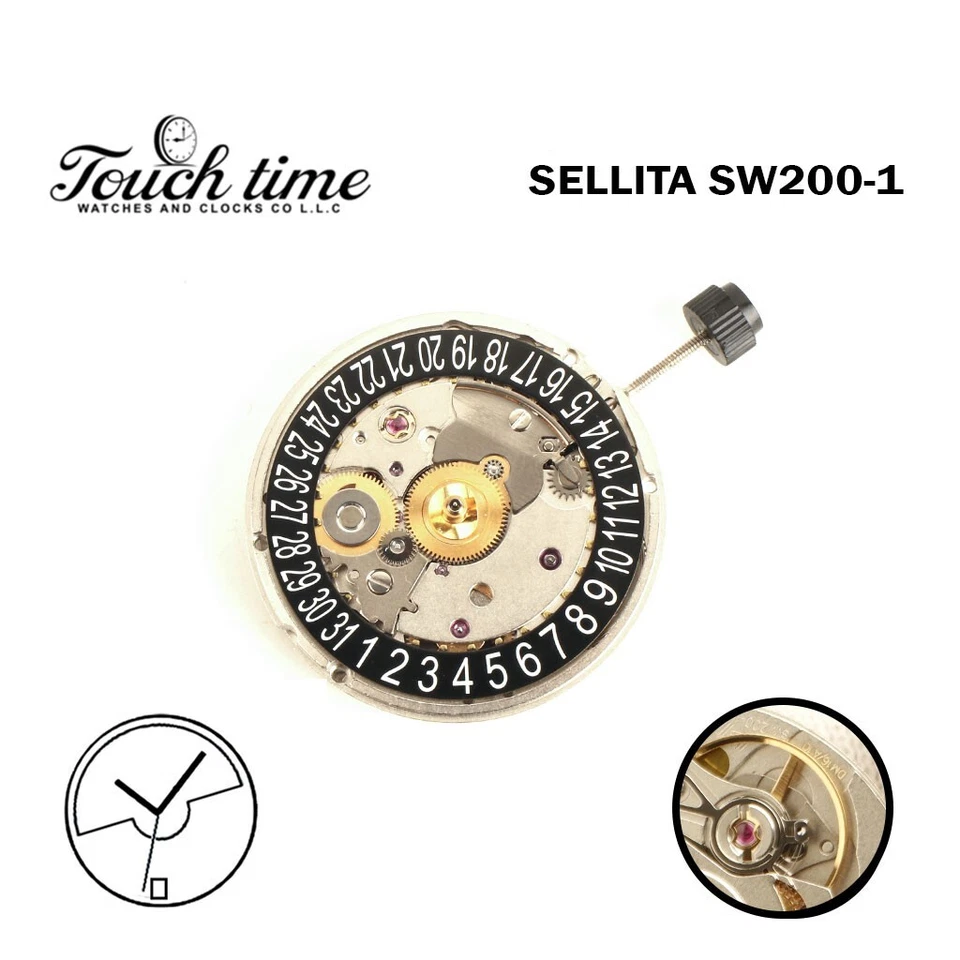 Sellita SW200‑1 Automatic Swiss Made Watch Movement – Black Date Disk at 6 thumbnail 3