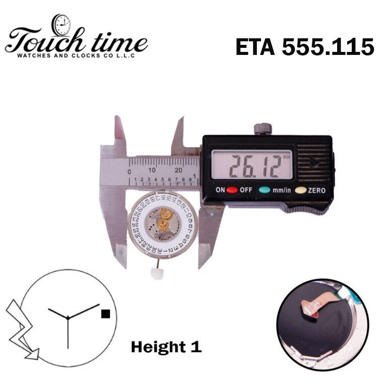 ETA 555.115 Swiss Quartz Movement-3 Hands-White Date Disk at 3-H:3.60mm-5 Jewels. thumbnail 4
