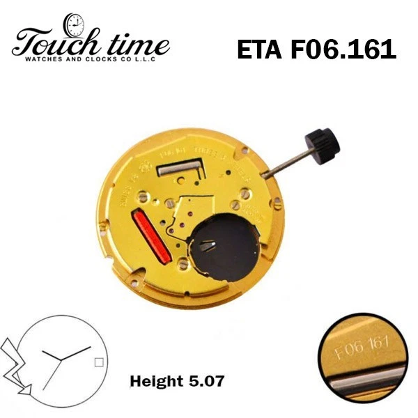 ETA F06.161 Swiss Made Watch Movement- 3Hands-White Date Disk at 6-H:5.07.