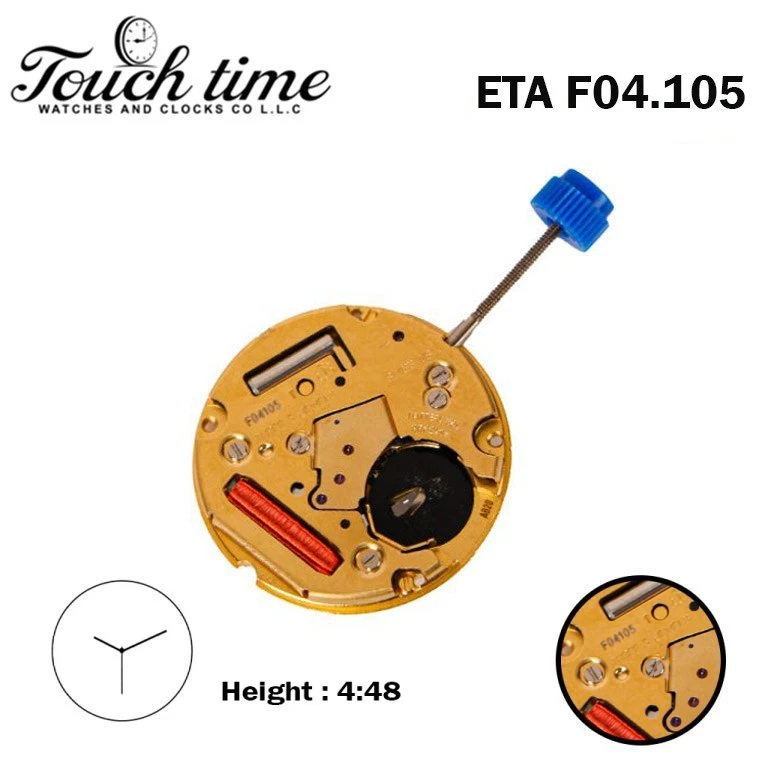 ETA F04.105 Swiss Watch Movement-3 Hands-3 Jewels- Without Disk- Height:4.48mm.