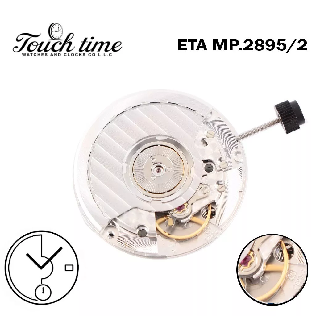 ETA 2895-2 Swiss Automatic Movement, White Date on 3, Small seconds subdial on 6