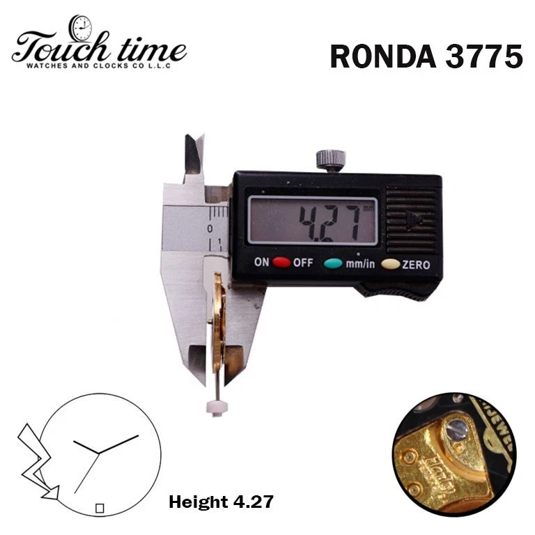 Ronda 3775 سويسري ساعة حركة - 3 عقارب - أبيض قرص التاريخ عند 6-1 Jewels - H: 4.27mm. thumbnail 3