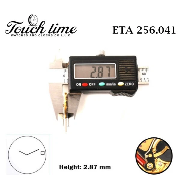 ETA 256.041 Swiss Made Watch Movement-2 Hands- White Date Disk At 3-Height 2.87. thumbnail 3