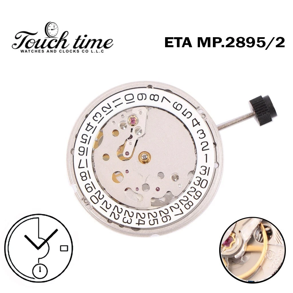ETA 2895-2 حركة أوتوماتيك سويسرية, أبيض تاريخ on 3, صغيرة seconds subdial on 6 thumbnail 3