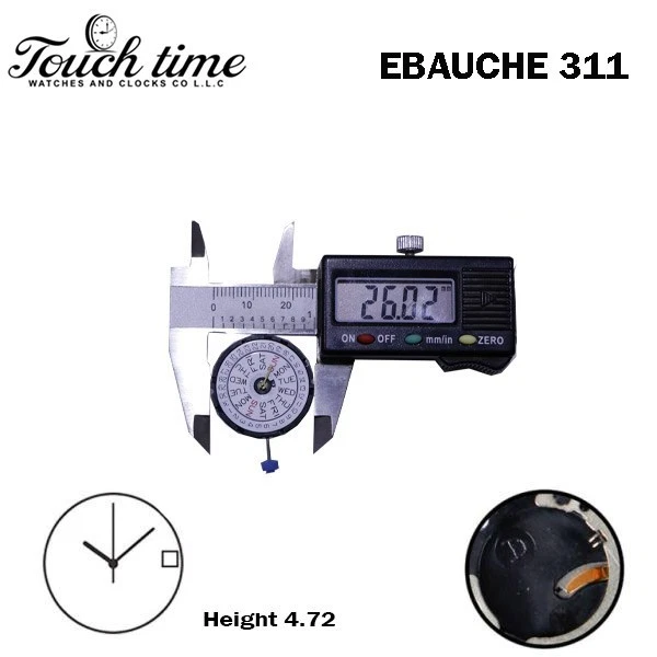 EBAUCHE SE 311/41 سويسري ساعة حركة - 3عقارب - أبيض Day/تاريخ عند 3 - H: 4.72 mm thumbnail 4