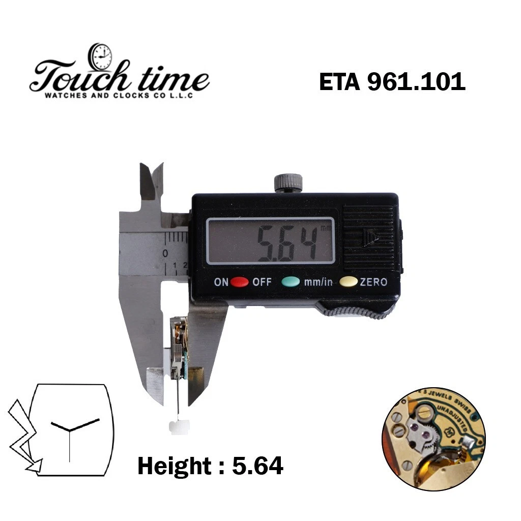 ETA 961.101 Swiss Movement, Without Disk 3 Hands, Size 5.64 mm. thumbnail 3