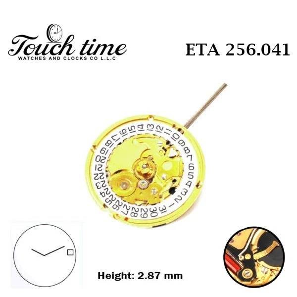 ETA 256.041 Swiss Made Watch Movement-2 Hands- White Date Disk At 3-Height 2.87. thumbnail 2