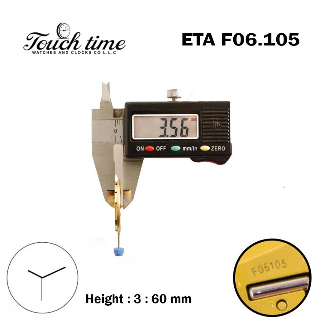ETA F06.105 Swiss Made Quartz Movement, Without Disk , 3 Hands , Height 3.60mm. thumbnail 3