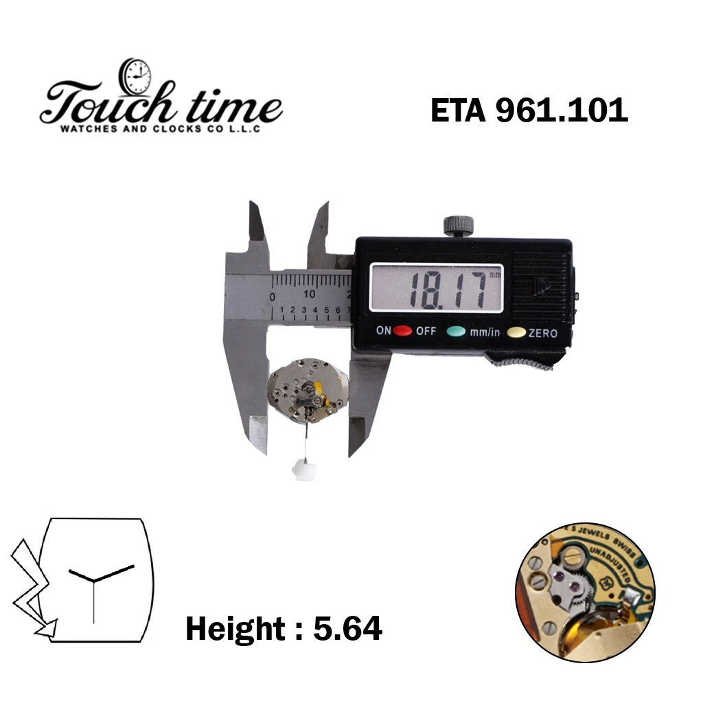 ETA 961.101 Swiss Movement, Without Disk 3 Hands, Size 5.64 mm. thumbnail 4