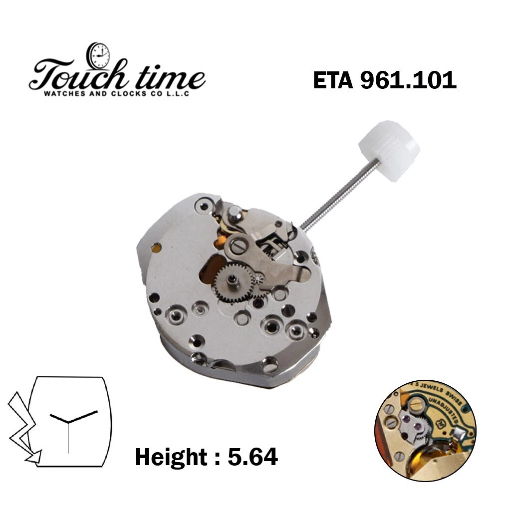 ETA 961.101 Swiss Movement, Without Disk 3 Hands, Size 5.64 mm. thumbnail 2