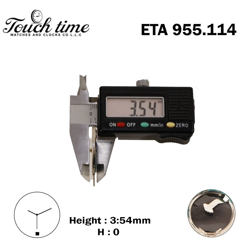 ETA 955.114 Swiss Quartz Movement - White Date Disk At 6 - 3 Hands - H: 3.54mm thumbnail 3