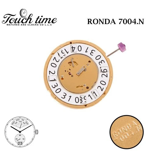 RONDA 7004N Swiss Made Movement- White Date Disk At 6 Disk- Gold Color- 2 Hands. thumbnail 2