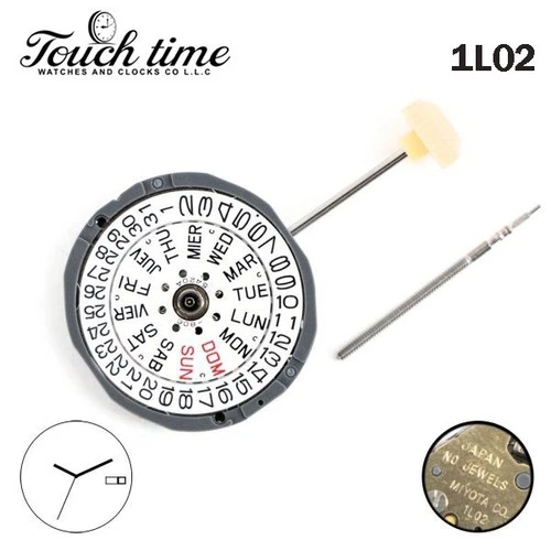 MIYOTA 1L02 Japanese Movement-3 hands-2 White Disk ( day- date) at 3-H:4.21mm. thumbnail 2