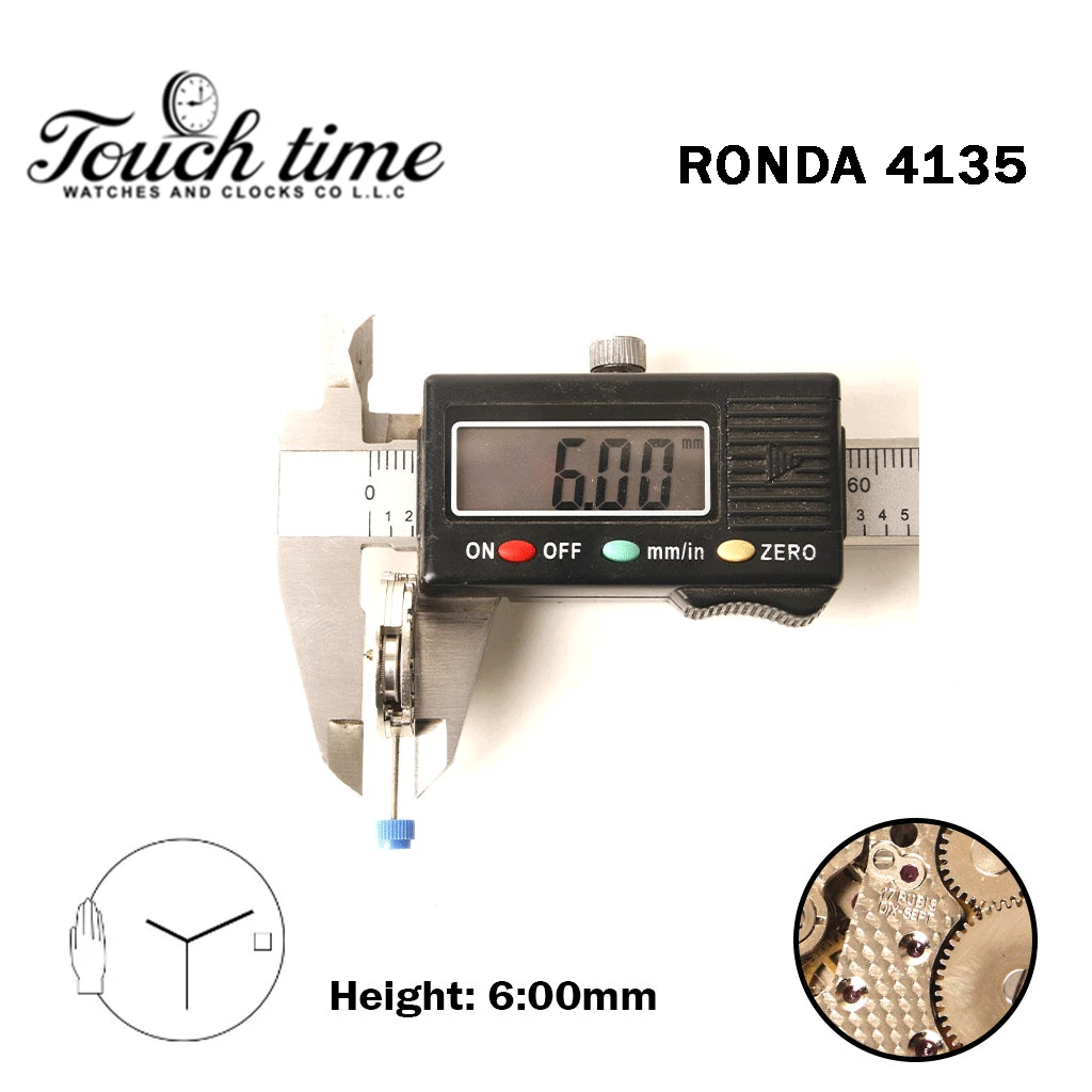 RONDA 4135 Swiss Watch Movement-3 Hands-White Disk At 3-Black Number-H:6.00mm. thumbnail 3