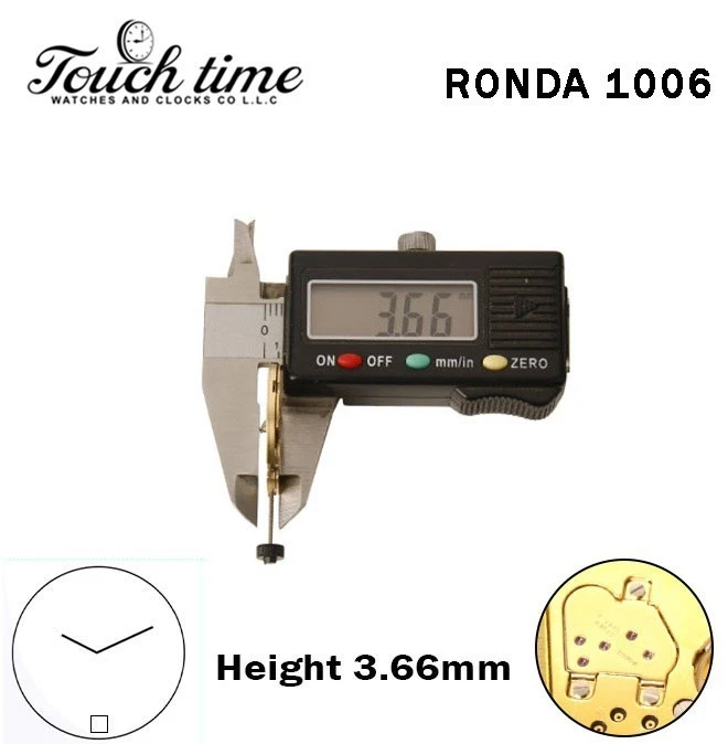 RONDA 1006 -Swiss Movement-2 Hands-Blue Disk At 6-H:3.66mm-Gold Circuit. thumbnail 3