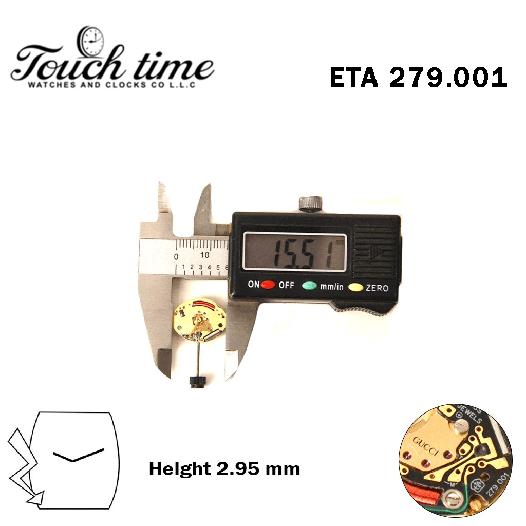 ETA 279.001-GUCCI-Swiss Made Movement-Without Disk -2 Hands-H:2.95mm. thumbnail 4