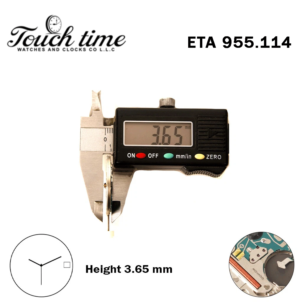 ETA 955.114-MOVADO-Swiss Made Movement-White Disk At 3 -3 Hands-H:0(3.65mm). thumbnail 3