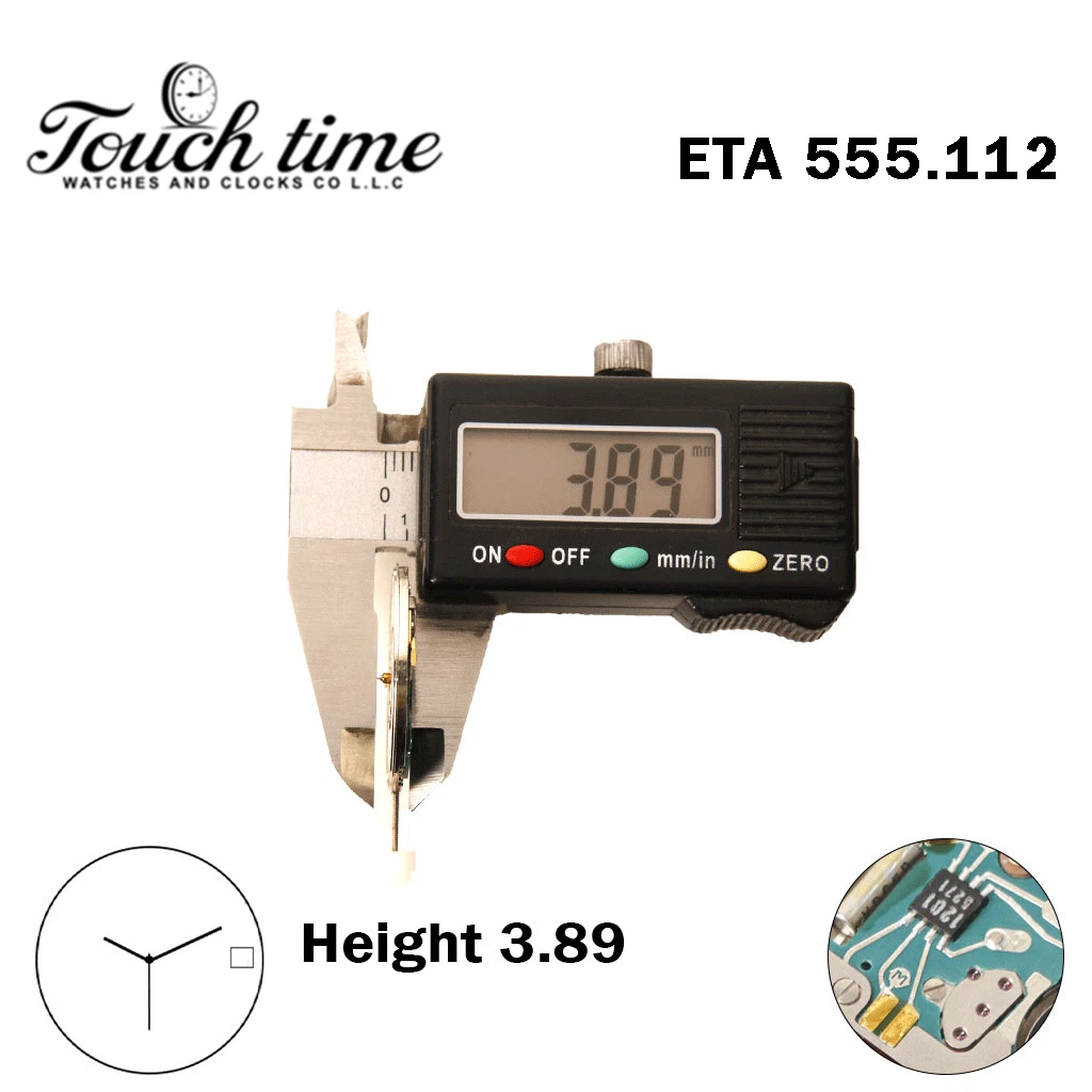 ETA 555.112-Swiss Made Movement-White Disk At 3 -3 Hands-H:3.89mm. thumbnail 3