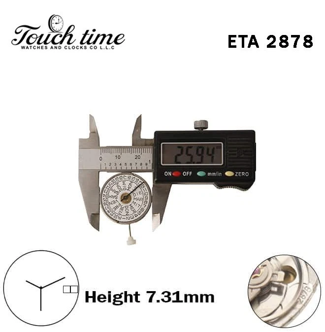 ETA 2878-Swiss Quartz Movement-White Date& Day Disk At 3-Height:7.21mm-3 Hands thumbnail 4