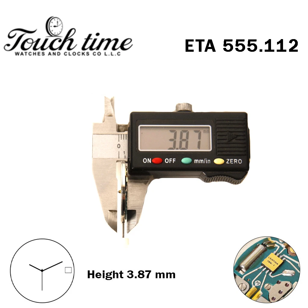 ETA 555.112 CERTINA-Swiss Made Movement-White Disk At 3 -3 Hands- H:3.87mm. thumbnail 3