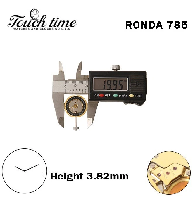 RONDA 785-Quratz Swiss Movement-2 Hands-Black Disk At 3-Horizontal-H:3.82mm thumbnail 4