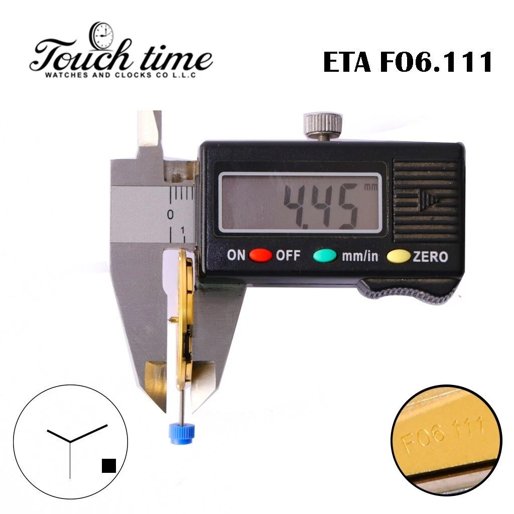 ETA F06.111 Swiss Made Quartz Movement, Black Date Disk at 4, Height 3 (4.48mm). thumbnail 2