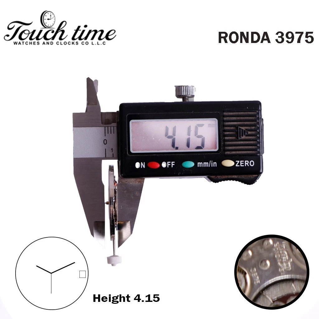 Ronda 3975 Harley Swiss Watch Movement-3 Hands-White Date Disk At 3-H:4.15mm-Plated Silver. thumbnail 3