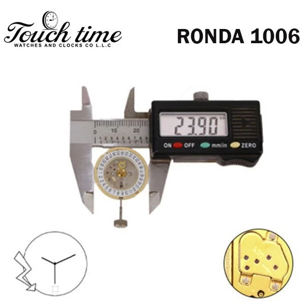 RONDA 1006 Swiss Quartz Movement–0 Jewels-2 Hands-Disk At6-Gold Plated-H:23.90mm thumbnail 3