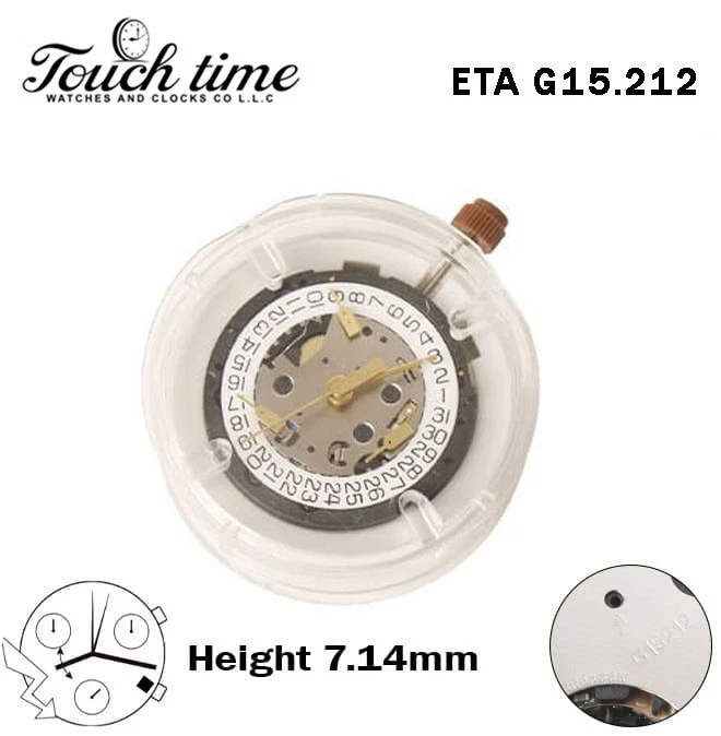 ETA G15.212-Quartz Movement- Chronograph-White Date Disk At 4-Height:7.14mm thumbnail 5