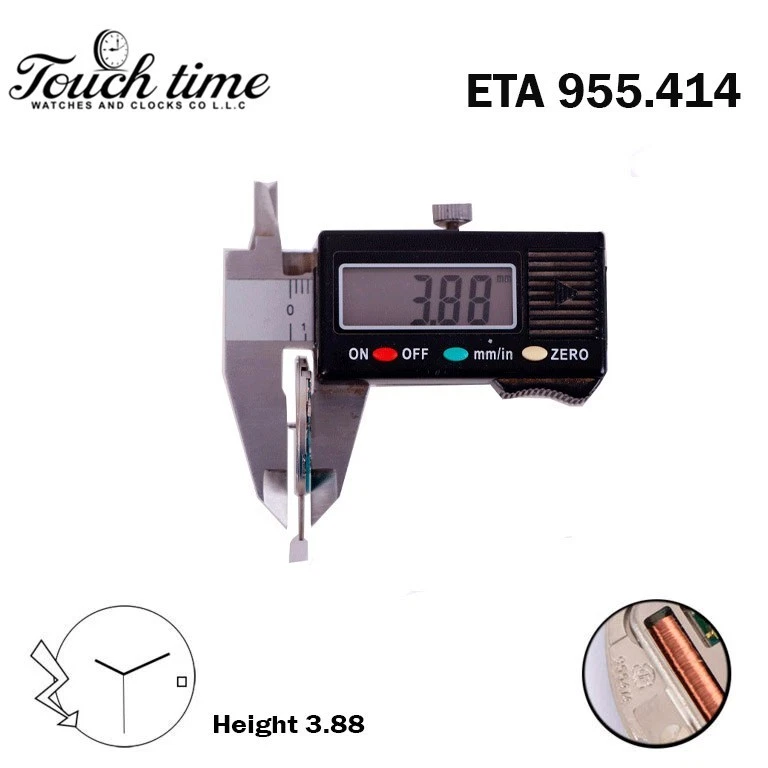 ETA 955.414 Swiss Made Quartz-White Date Disk at 3-3 Hands-7Jewels-H:3.88 thumbnail 3