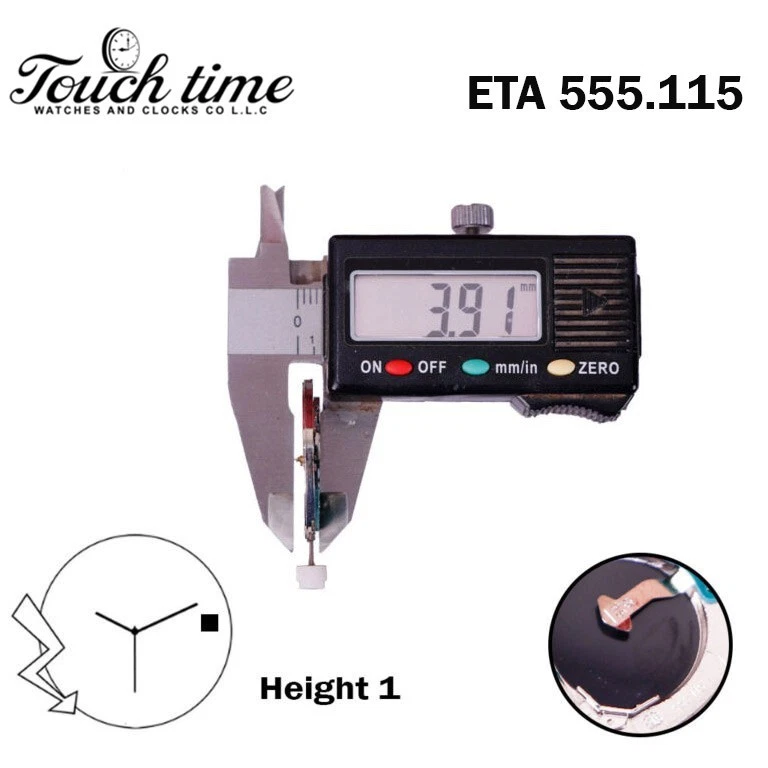 ETA 555.115 Swiss Quartz Movement-5 Jewels-3 Hands-White Date Disk at 3-H:3.91mm thumbnail 3