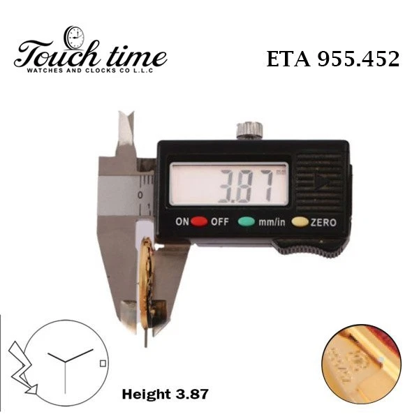 ETA 955.452 Swiss Made Watch Movement- 3Hands- White Date Disk on 3-7 Jewels. thumbnail 3
