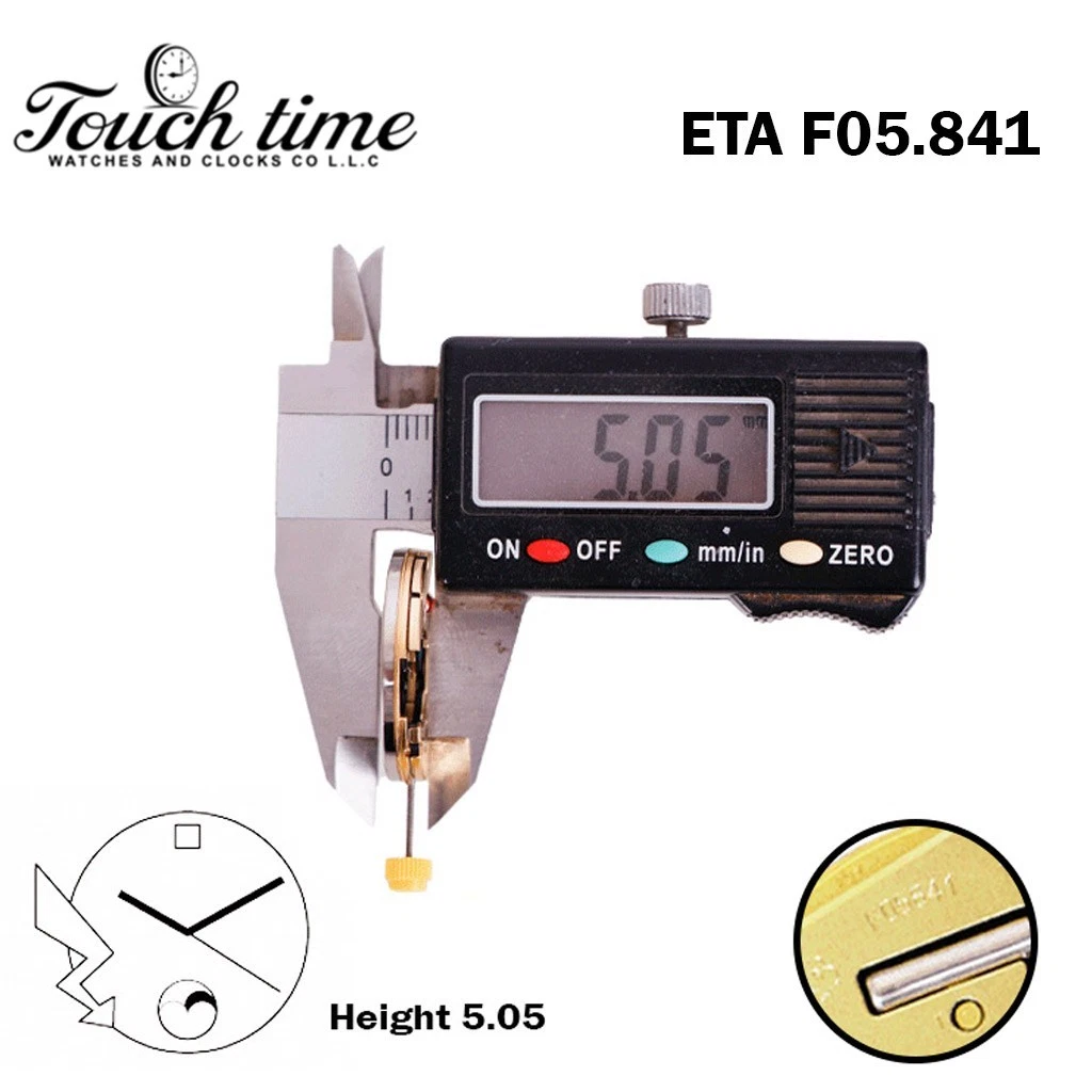 ETA F05.841 Swiss Made Watch Movement, 3 Hands, White Date Disk at 3, Moon phase. thumbnail 3
