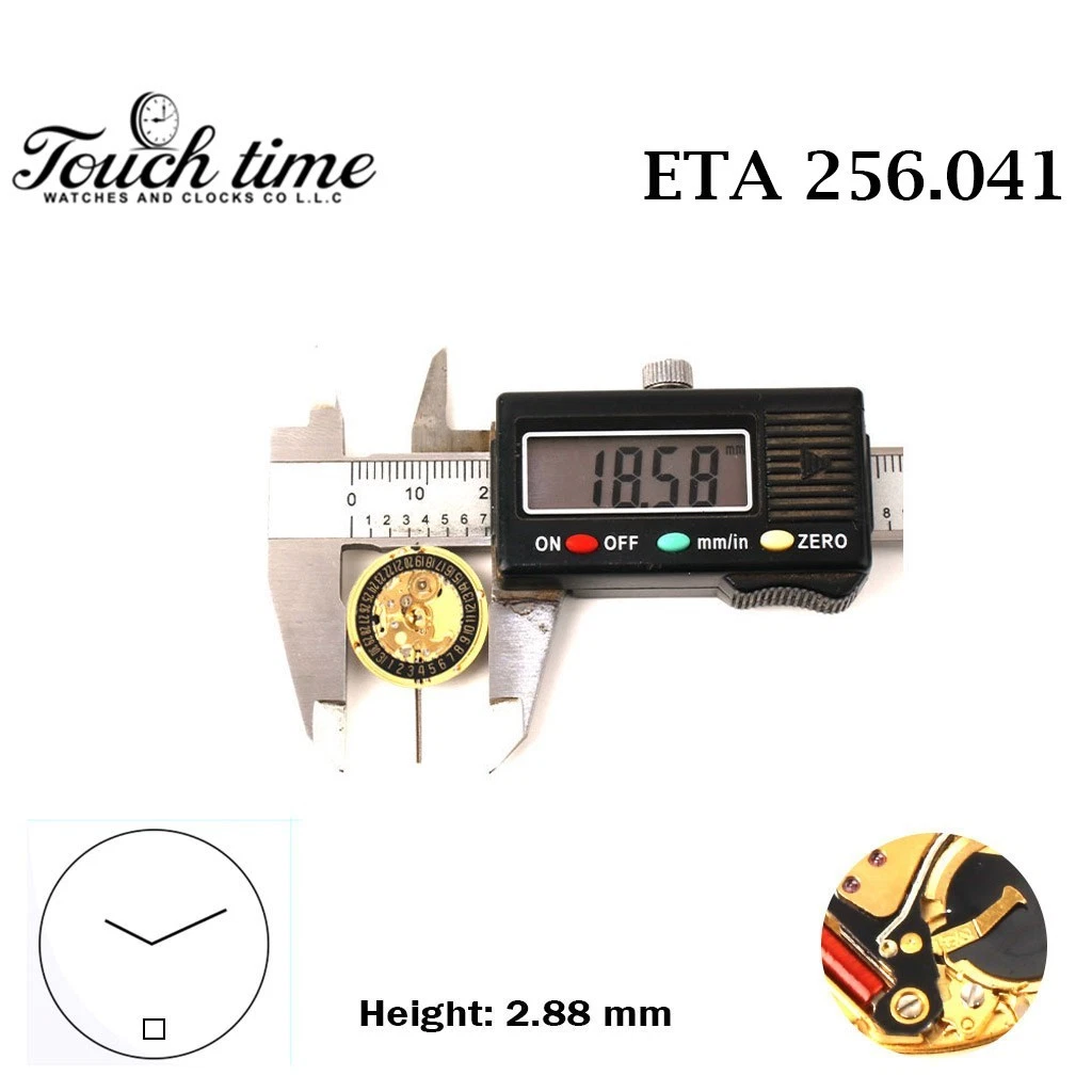 ETA 256.041 Swiss Made Watch Movement-2 Hands- Black Date Disk At 6- Height:2.88mm . thumbnail 4