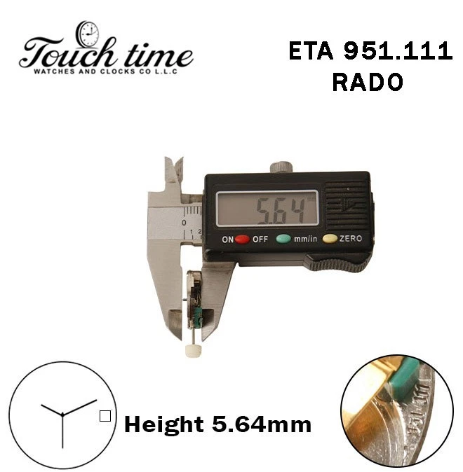 ETA 951.111 RADO-Swiss Quartz Movement-White Disk At 3-Height:5.64mm-3 Hands. thumbnail 3