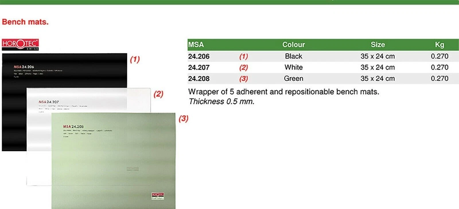 HORETEC msa24.208, One Piece of Green Bench Mat 35*24mm, Thickness 0.5MM thumbnail 3
