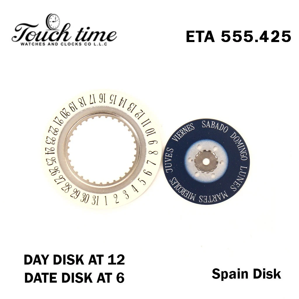 ETA 555.425 - أزرق Spanish Day قرص عند 12 و بيج قرص التاريخ عند 6 thumbnail 2