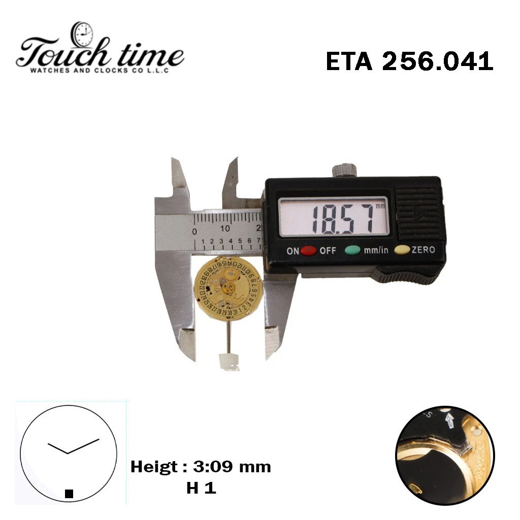 ETA 256.041-Quartz Movement-Black Circuit-Gold Disk At 6-Height:3.09mm-2 Hands thumbnail 3