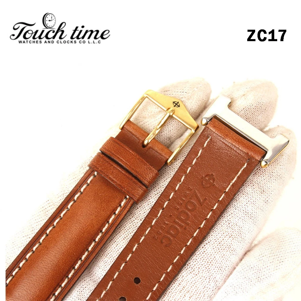 Genuine Zodiac Leather -Size:16mm-Brown Strap-Stainless steel Buckle Zodiac#ZC17 thumbnail 2