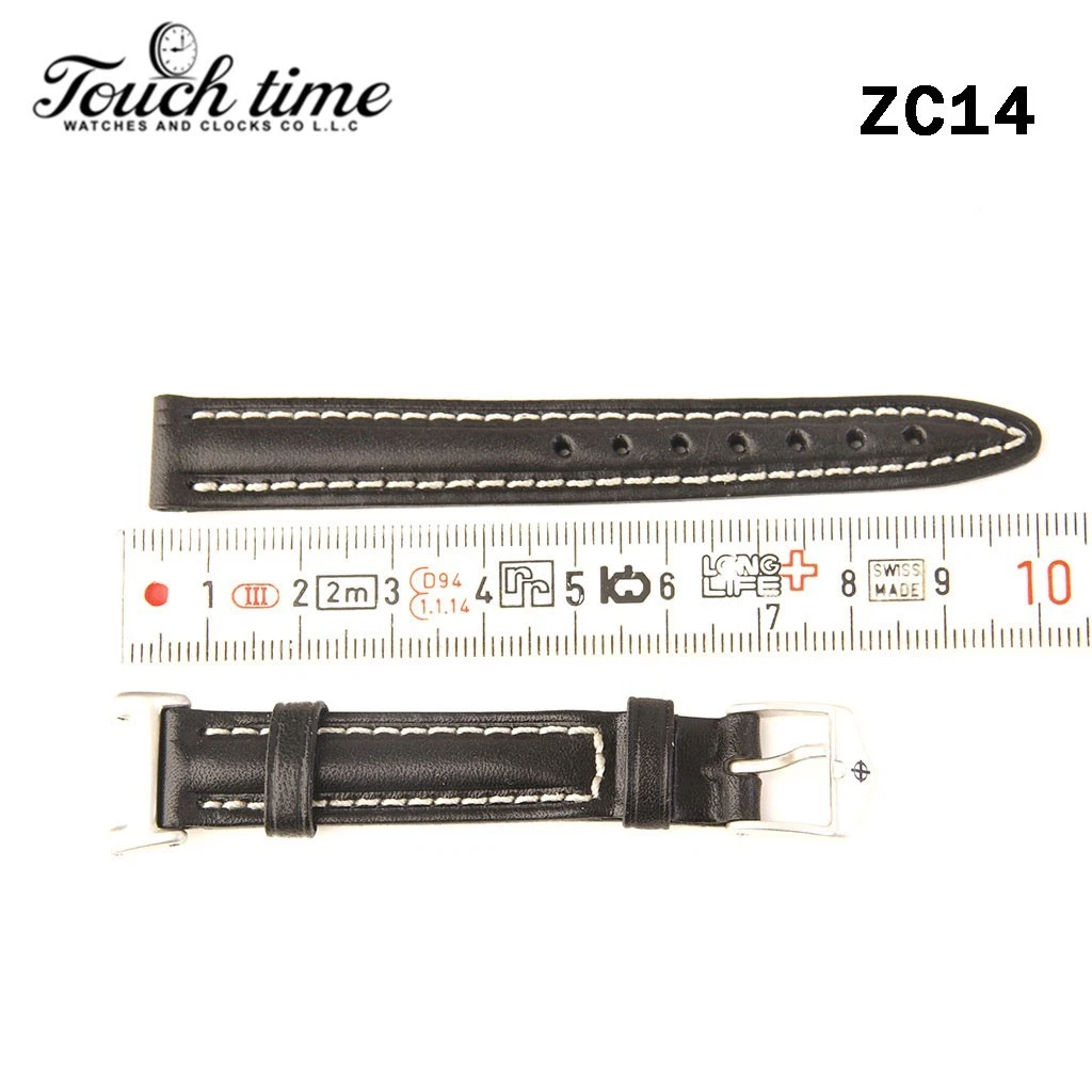 Zodiac 16mm Black Leather Strap – Genuine Leather with Stainless Steel Buckle#ZC14 thumbnail 2