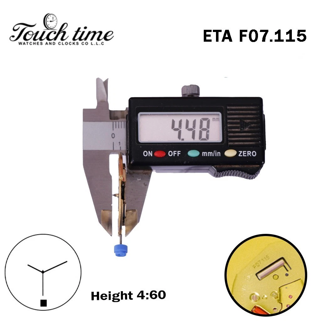 ETA F07.115 - حركة كوارتز - الارتفاع: 4.48mm - أسود قرص التاريخ عند 3-3 عقارب thumbnail 4