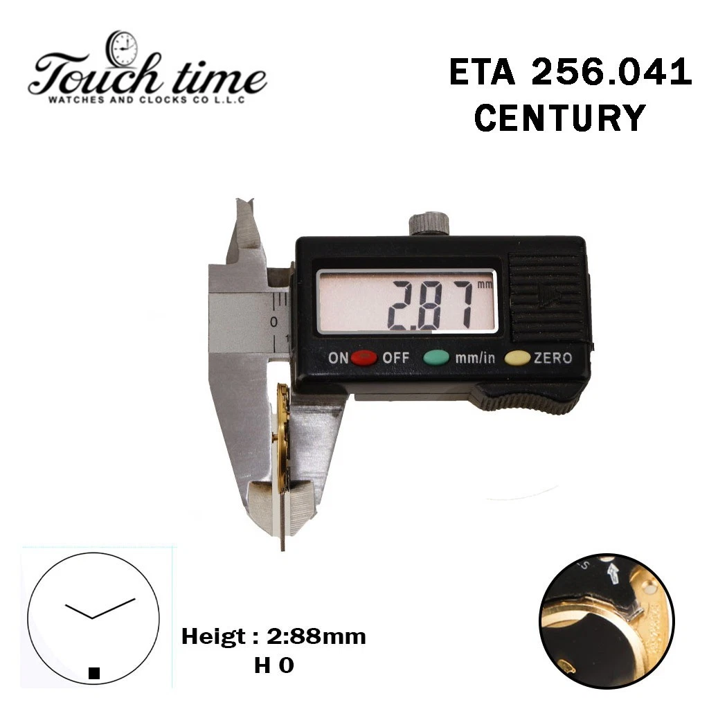 ETA 256.041-Quartz Movement-Century-Black Disk At 6-Height:2.88mm-2 Hands thumbnail 2