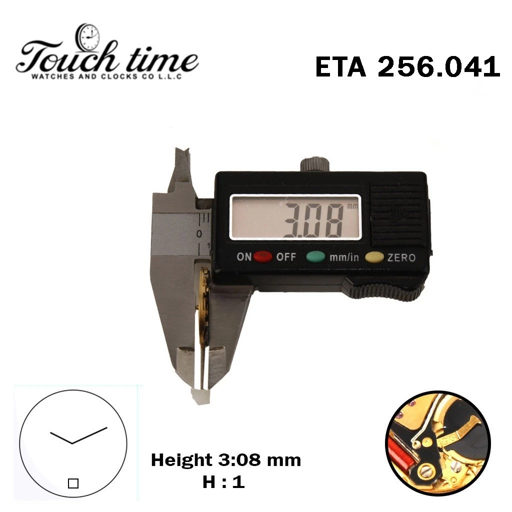 ETA 256.041 - حركة كوارتز - أسود Circuit - أبيض قرص عند 6 - الارتفاع: 3.09mm - 2 عقارب thumbnail 3