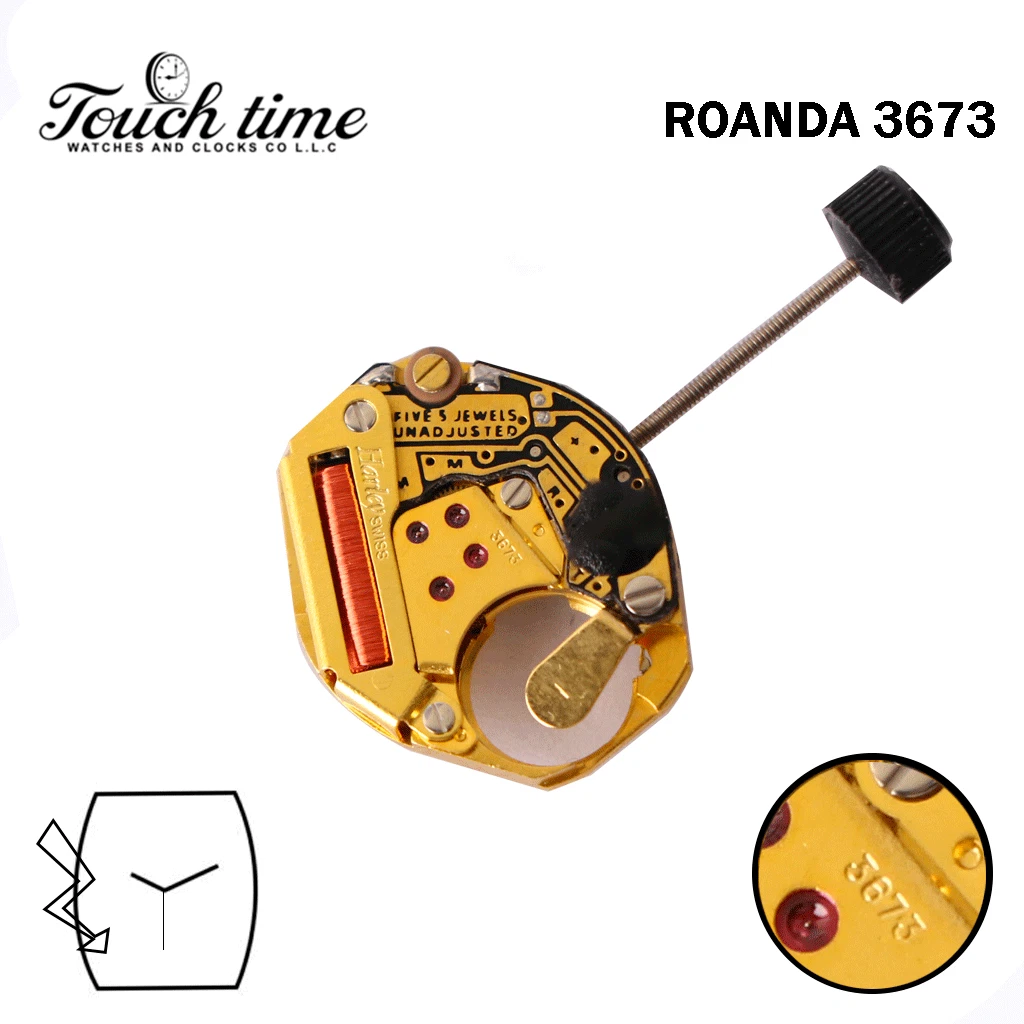 Ronda 3673 Harley swiss Quartz Movement ,3 Hands .