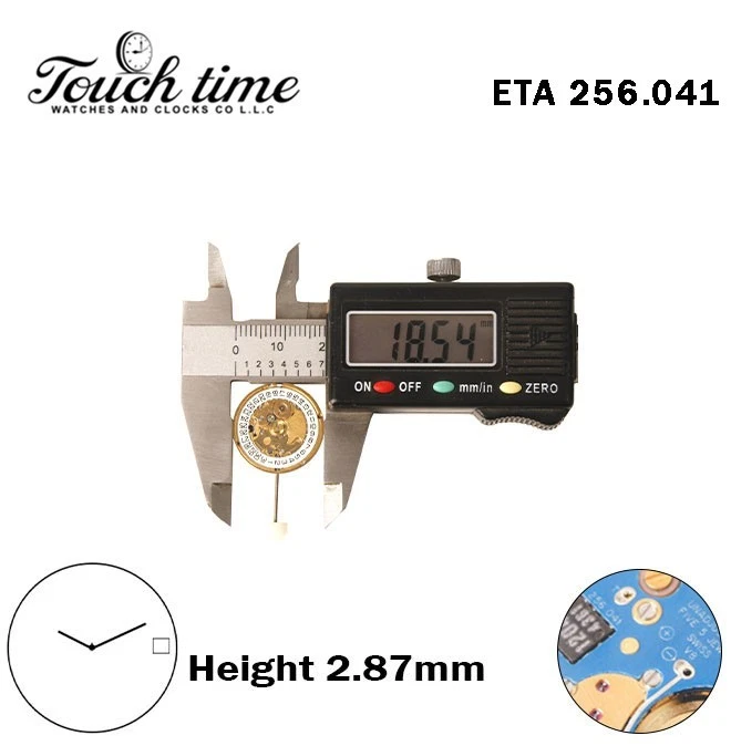 ETA 256.041 - حركة كوارتز - أزرق Circuit - أبيض قرص عند 3 - الارتفاع: 2.87mm - 2 عقارب. thumbnail 3