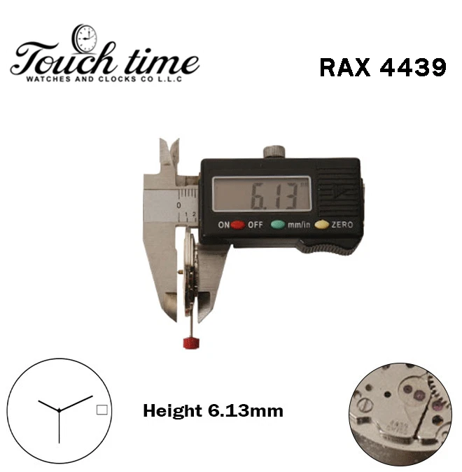 RAX 4439 - سويسري يدوي حركة - H: 6.13mm - 3 عقارب - أبيض قرص عند 3 - أحمر رقم. thumbnail 3