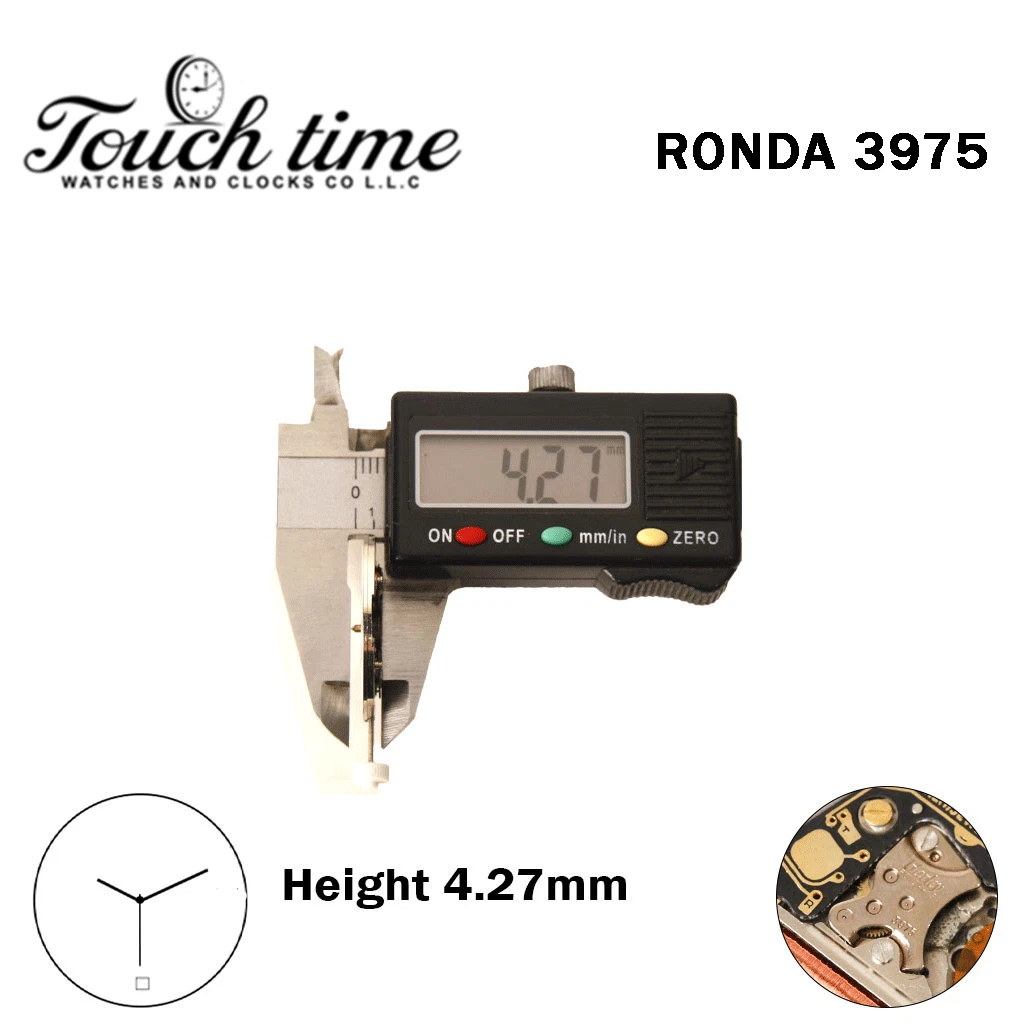 RONDA 3975 - Harley - سويسري ساعة حركة - 3 عقارب - أبيض قرص عند 6 - الارتفاع: 4.27mm. thumbnail 3